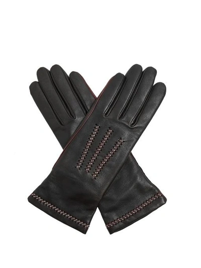 Agnelle Chevron Quilted Leather Gloves