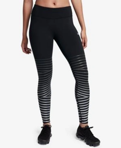 Shop Nike Power Epic Lux Flash Striped Running Leggings In Black