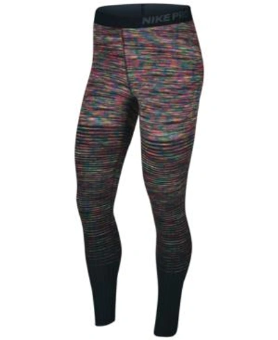 Shop Nike Pro Hyperwarm Space-dyed Stirrup Leggings In Photob/bla