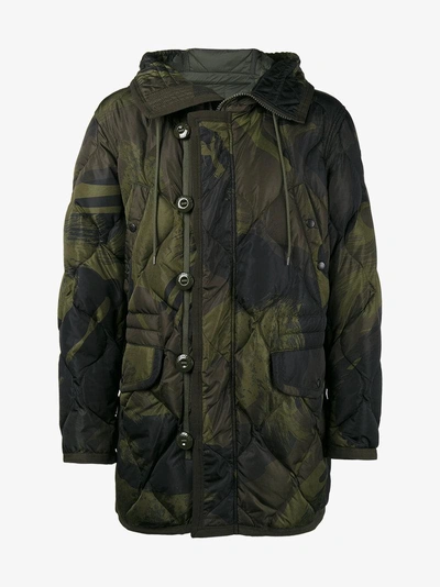 Shop Moncler Gaillon Feather Down Camouflage Jacket In Green