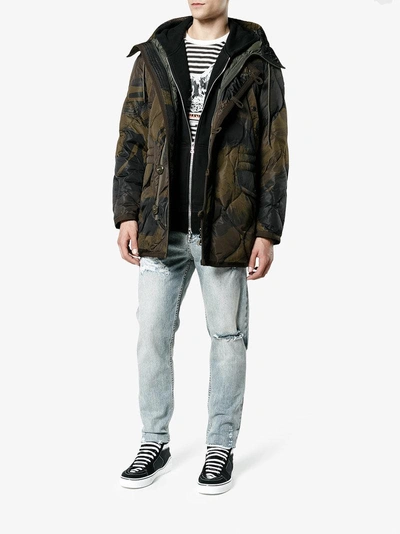 Shop Moncler Gaillon Feather Down Camouflage Jacket In Green
