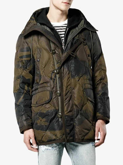 Shop Moncler Gaillon Feather Down Camouflage Jacket In Green