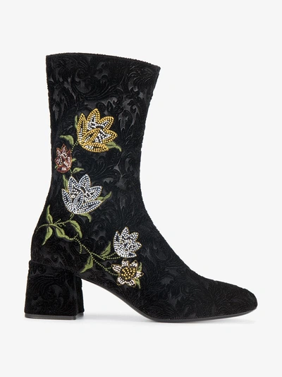 Shop Erdem Kala Flora Embroidered 55 Boots In Black