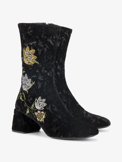 Shop Erdem Kala Flora Embroidered 55 Boots In Black