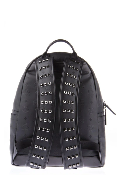 Shop Mcm Large Studde Leather Backpack In Black