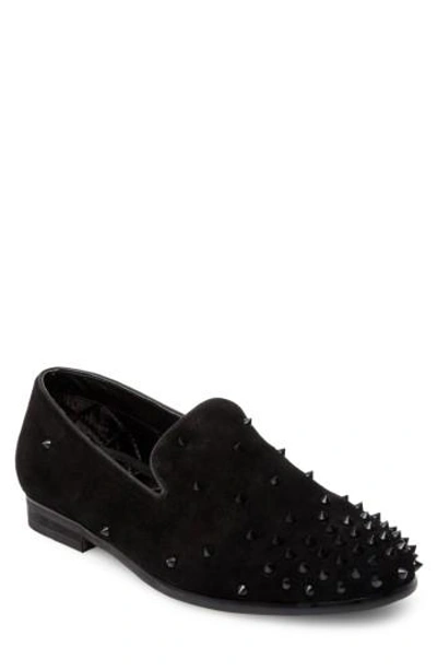 Shop Steve Madden Cascade Studded Loafer In Black Suede