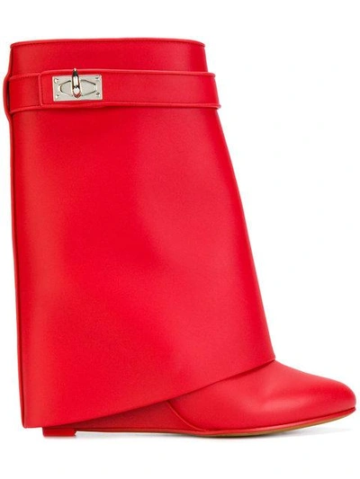 Shop Givenchy Shark Lock Boots - Red