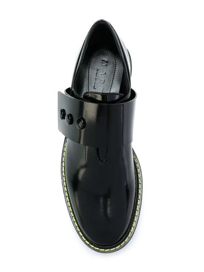 Shop Marni Tab Buckle Loafers - Black