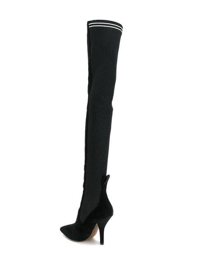 Shop Fendi Thigh-high Sock Boots - Black