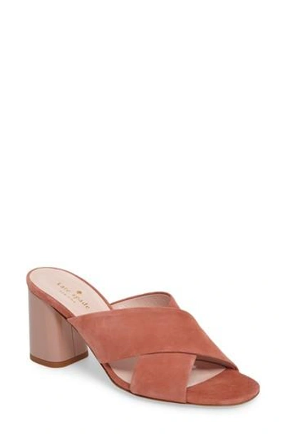 Shop Kate Spade Denault Slide Sandal In Cumin Kid Suede/ Fawn