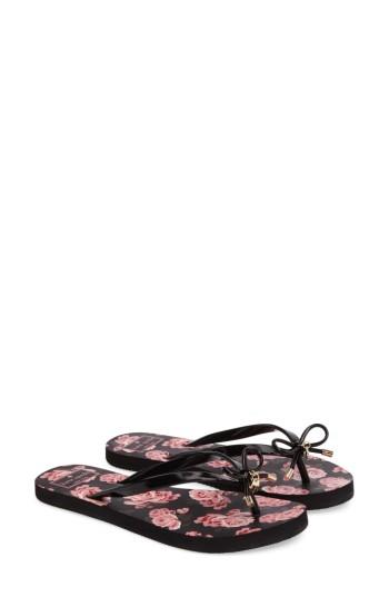 kate spade nova flip flops black