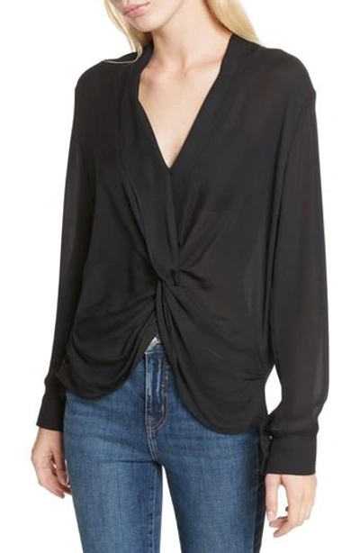 Shop L Agence Twist Front Silk Blouse In Black