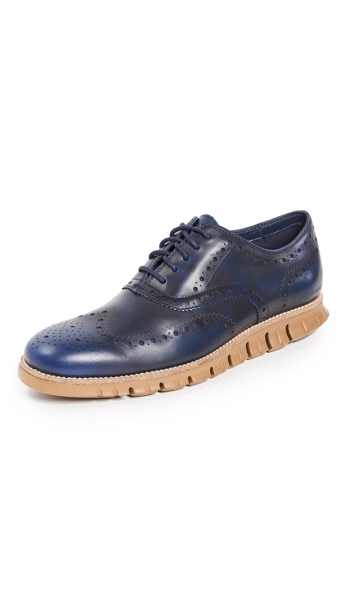 cole haan zerogrand wingtip oxford blue