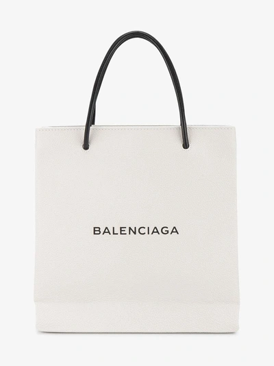 Balenciaga Shopping Paper Small Leather Tote In White | ModeSens
