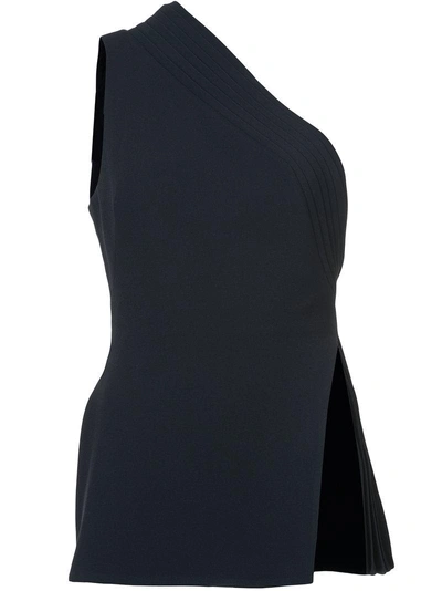 Shop Brandon Maxwell One Shoulder Blouse In Blue
