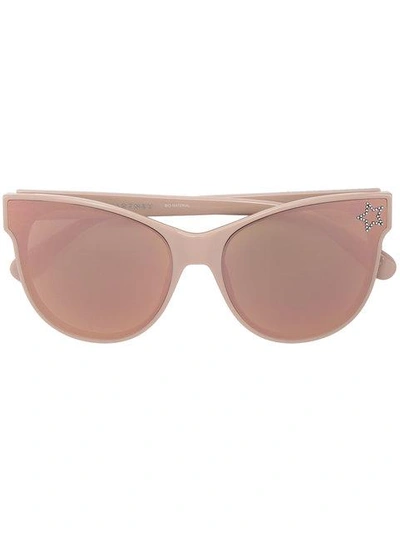 Shop Stella Mccartney Pink Star Embellished Cat Eye Sunglasses In Neutrals