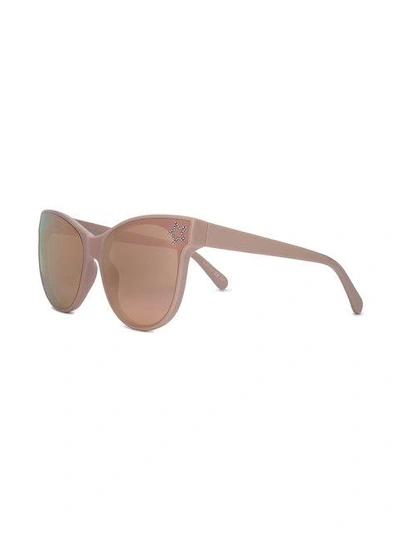 Shop Stella Mccartney Pink Star Embellished Cat Eye Sunglasses In Neutrals