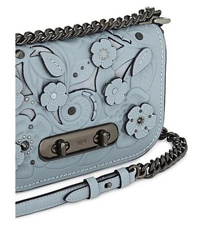 Shop Coach Swagger 20 Tearose Leather Cross-body Bag In Pale Blue