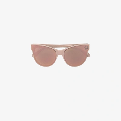 Shop Stella Mccartney Eyewear Pink Star Embellished Cat Eye Sunglasses In Nude/neutrals