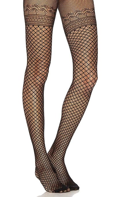 Commando Open Air High Waist Fishnet Tights In Black
