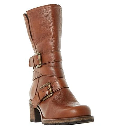 Shop Dune Rockerr Leather Boots In Tan-leather