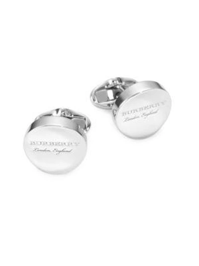 Shop Burberry Concave Cuff Links In Silver