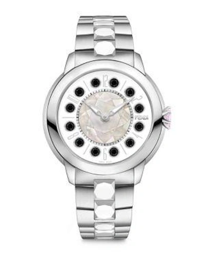 Shop Fendi Ishine Topaz Stainless Steel Bracelet Watch In Silver