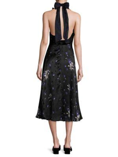 Shop Rebecca Taylor Silk Velvet Halter Dress In Black Combo