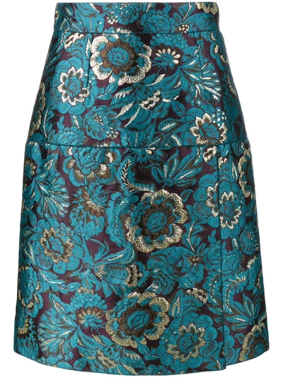 Shop Dolce & Gabbana Brocade And Floral Print Skirt