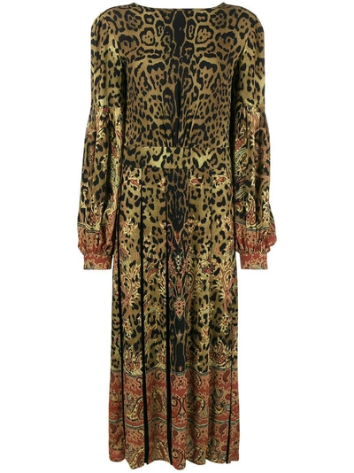 Etro Leopard & Paisley Long-sleeve Gown