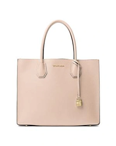 Shop Michael Michael Kors Mercer Convertible Large Leather Tote In Soft Pink/gold