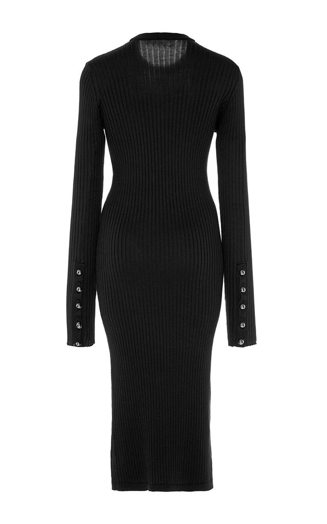 ribbed side split midi dress