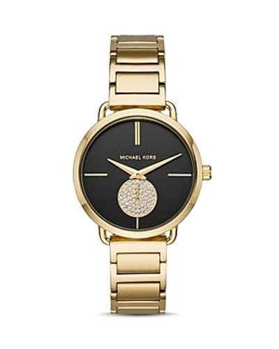Shop Michael Kors Portia Watch, 36.5mm In Black/gold