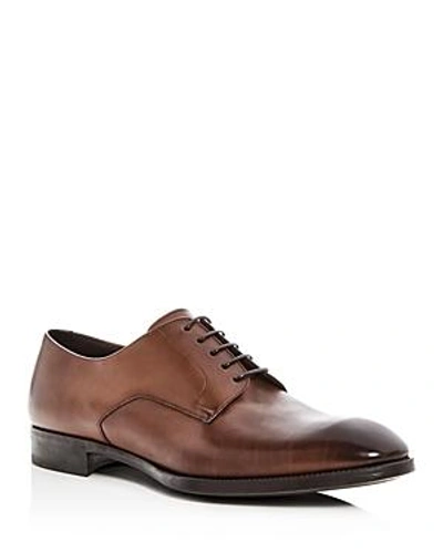 Shop Armani Collezioni Men's Leather Plain Toe Oxfords In Red Brick