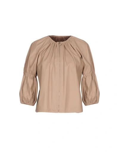 Shop Drome Leather Jacket In Sand