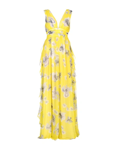 Shop Msgm Long Dress In Yellow