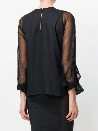 Shop Ikonostas Sheer Sleeve Top - Black