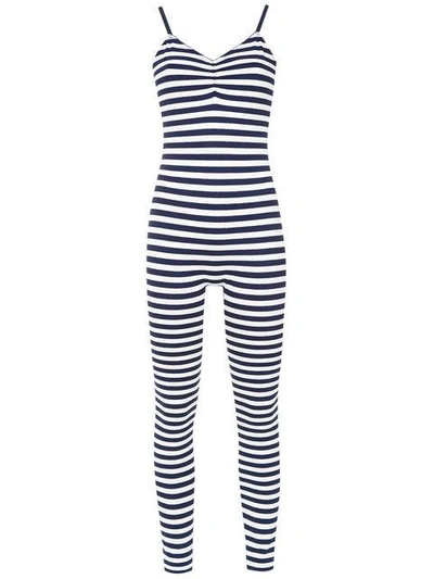 Shop À La Garçonne Striped Jumpsuit In Blue