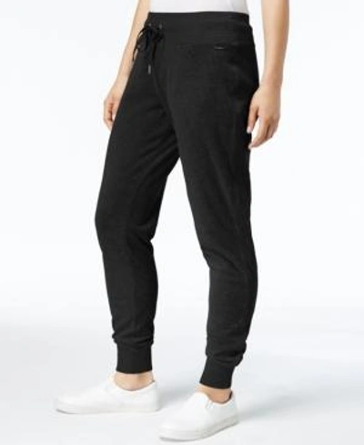 Shop Calvin Klein Velour Drawstring Jogger Pants, A Macy's Exclusive Style In Black