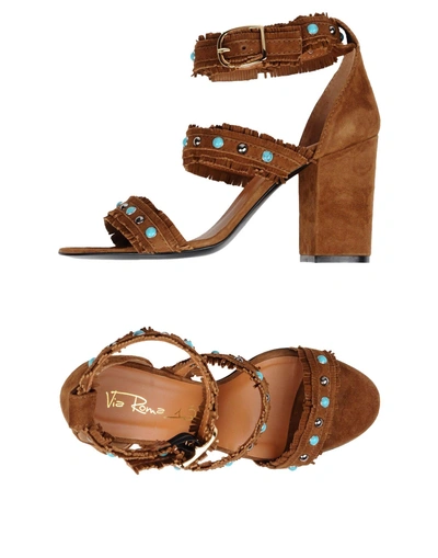 Shop Via Roma 15 Woman Sandals Brown Size 6 Leather