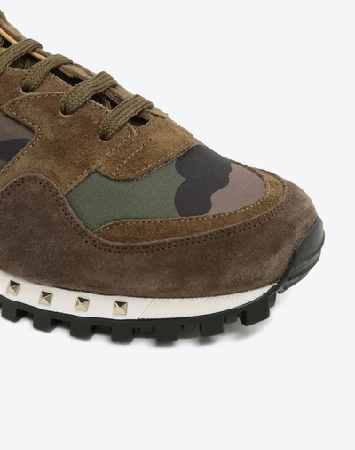 Shop Valentino Garavani Uomo Camouflage Studded Trainer In Military Green