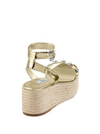 Shop Prada Calzature Donna Leather Flatform Sandals In Gold