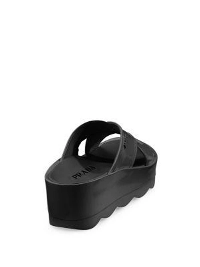 Shop Prada Women's Leather Platform Sandals In Black