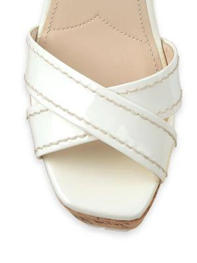 Shop Prada Leather Platform Wedge Sandals In Nero