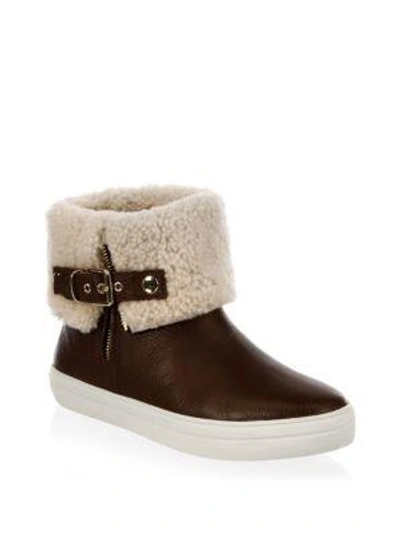 Shop Burberry Skillman Shearling & Leather Booties In Malt Brown
