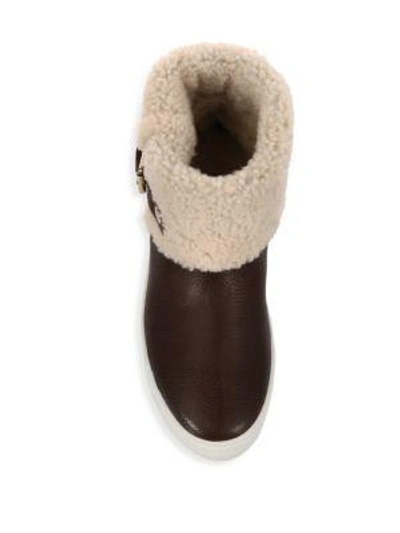 Shop Burberry Skillman Shearling & Leather Booties In Malt Brown