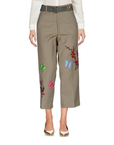 Shop Mpd Box Cropped Pants & Culottes In Military Green