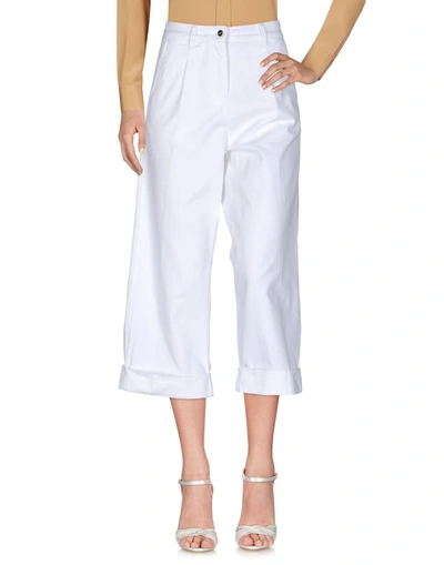 Shop Pinko Cropped Pants In White
