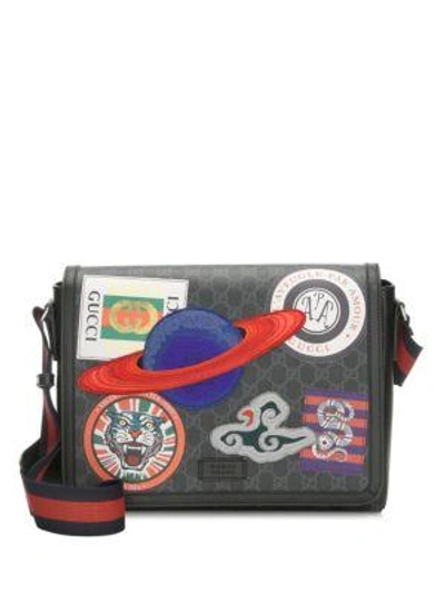 Shop Gucci Gg Supreme Flap Messenger Bag In Black