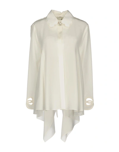 Shop Fendi Silk Shirts & Blouses In Ivory